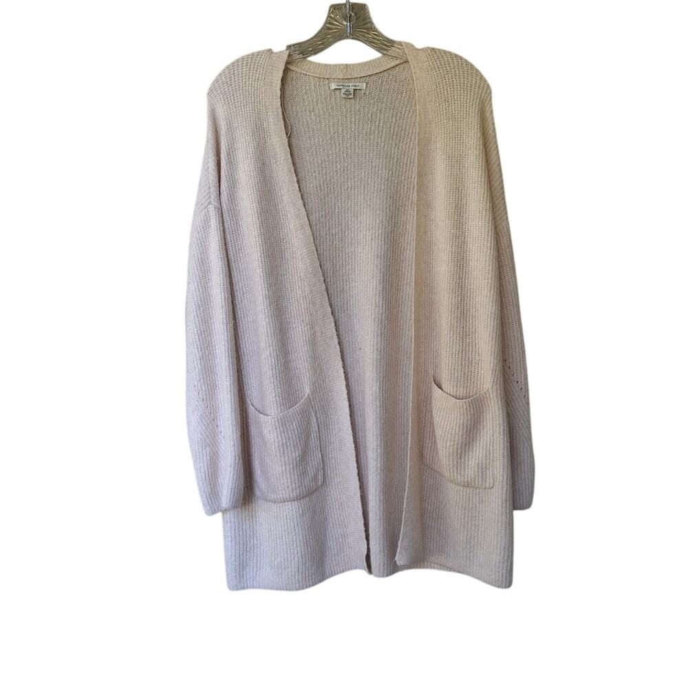 American Eagle Women's Long Sleeves Long Open Oversized Cardigan Cream SX- S